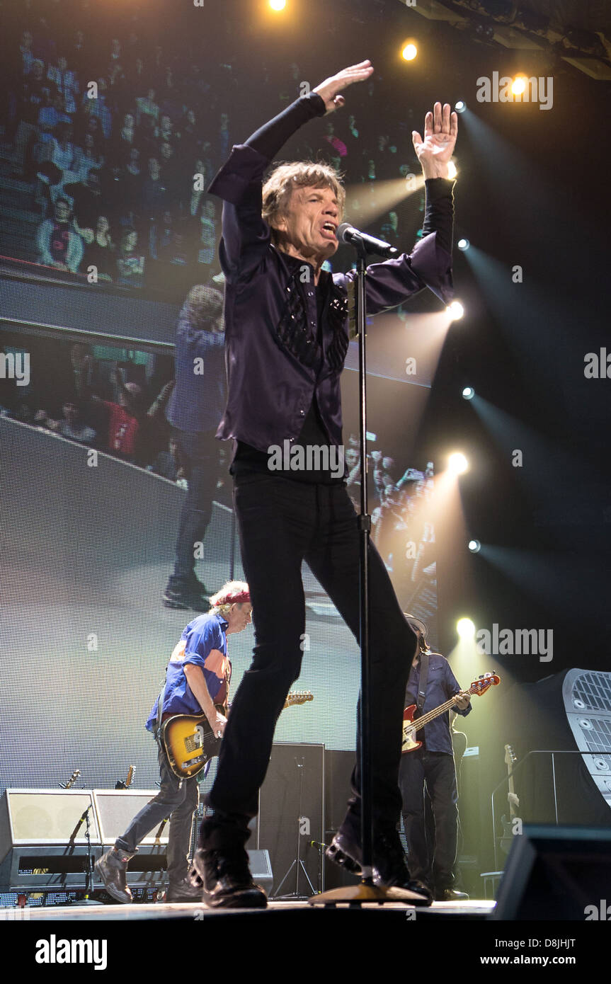 Mick Jagger, lead singer of The Rolling Stones performs during their