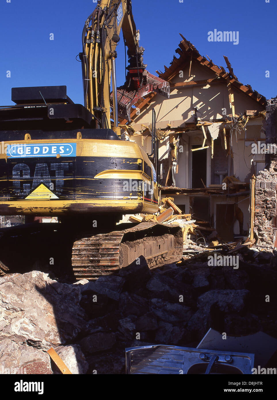 House demolition work Montrose Scotland UK Stock Photo