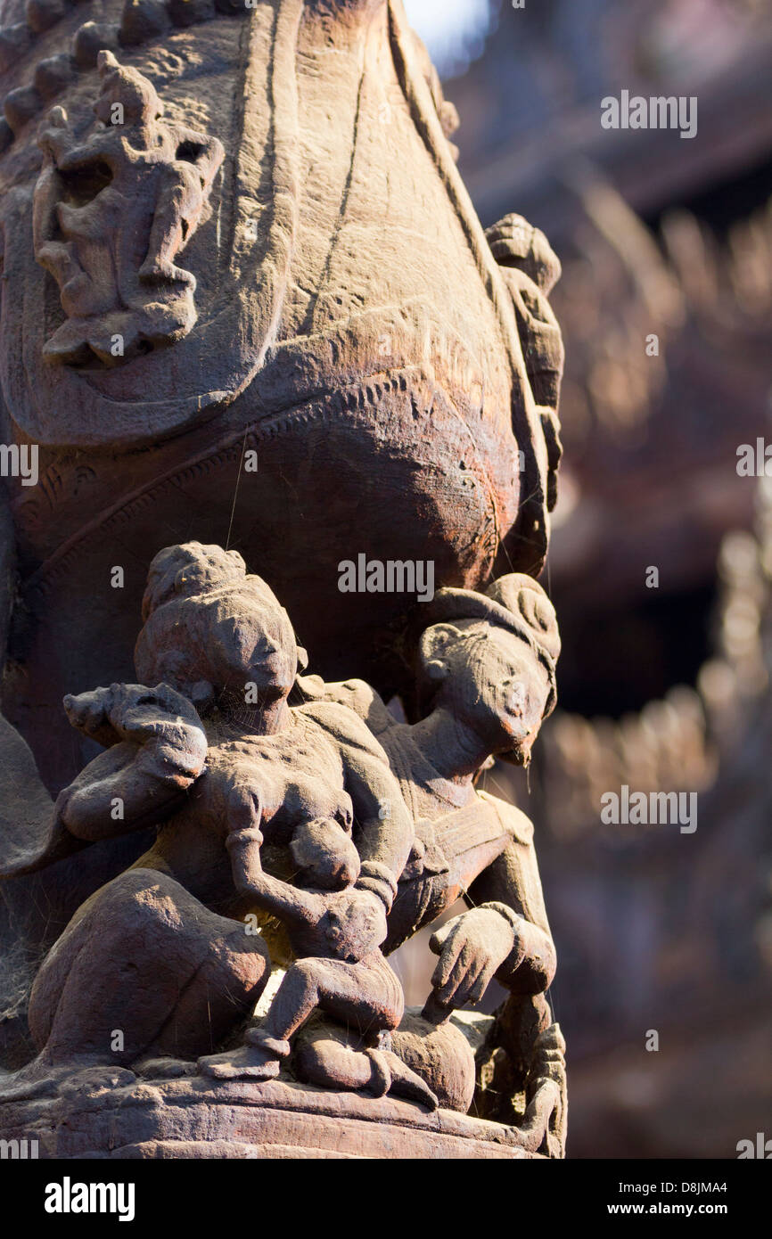 The intricately carved teak monastery at Shwe Inbin, Mandalay Myanmar 7 Stock Photo