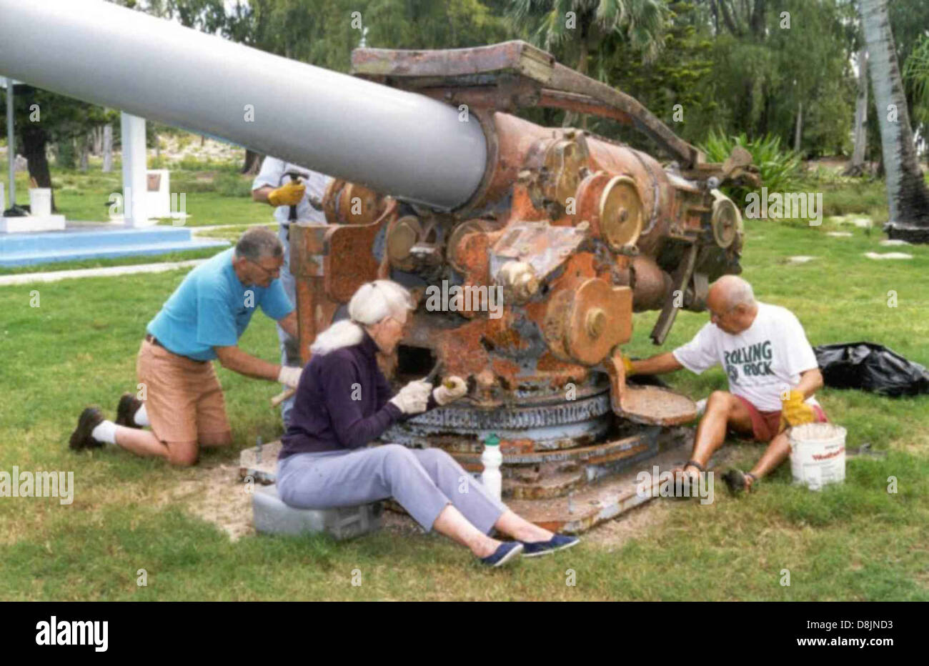 People cleaning old parts Stock Photo Alamy