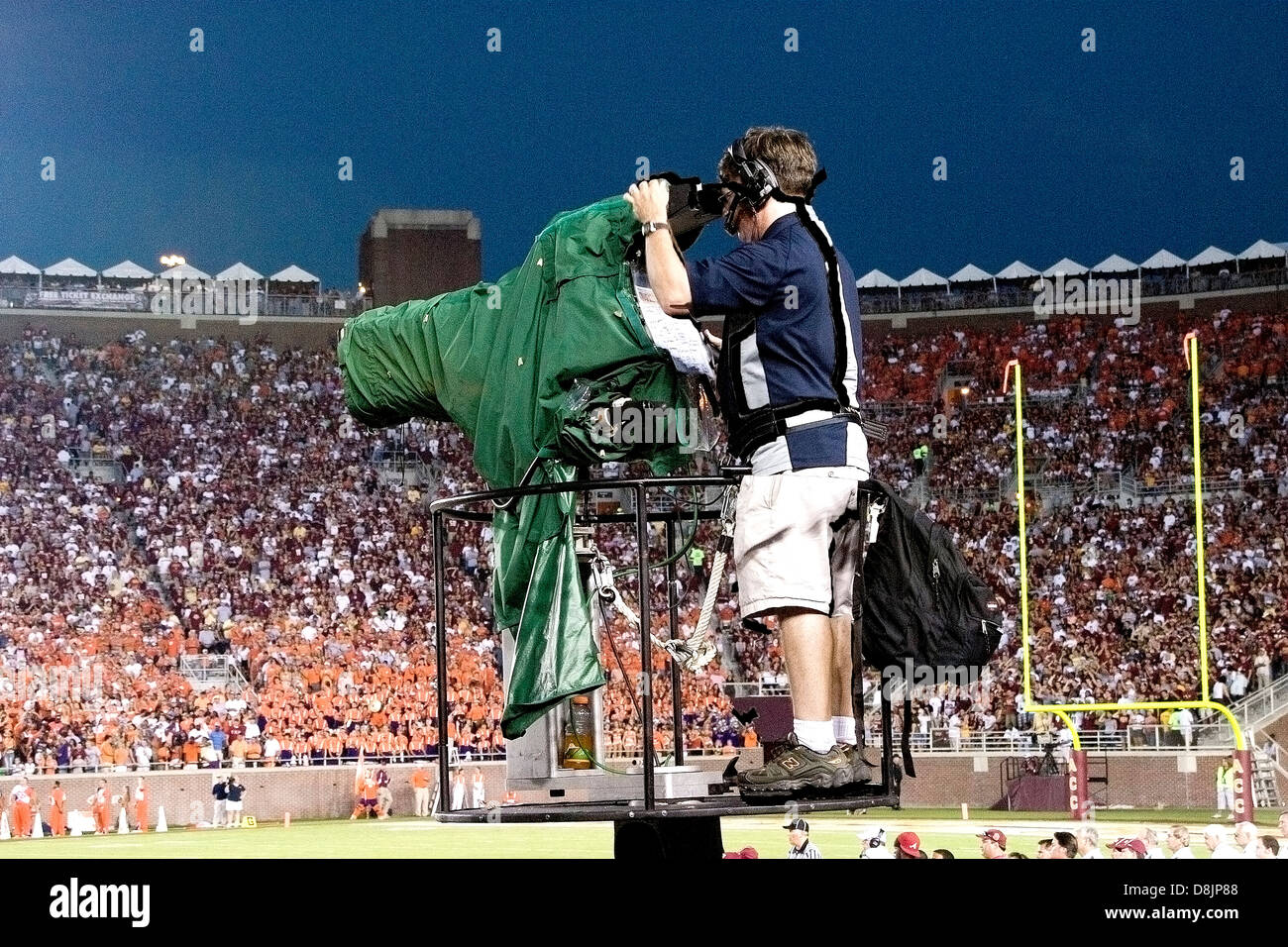 Florida State University football cameraman shooting football game. Stock Photo
