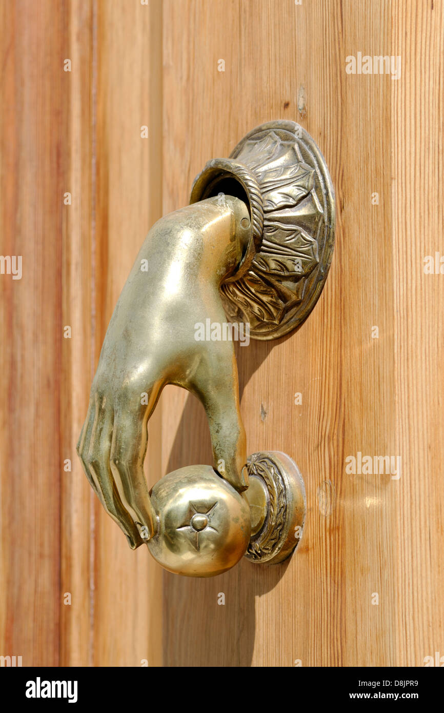 Brass door knocker, Barcelona, Spain Stock Photo