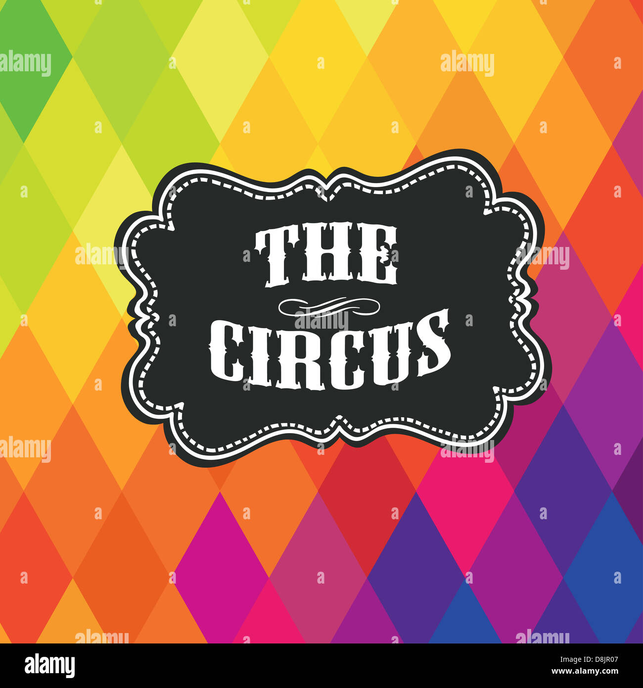 Circus label on colored rhombus background Stock Photo
