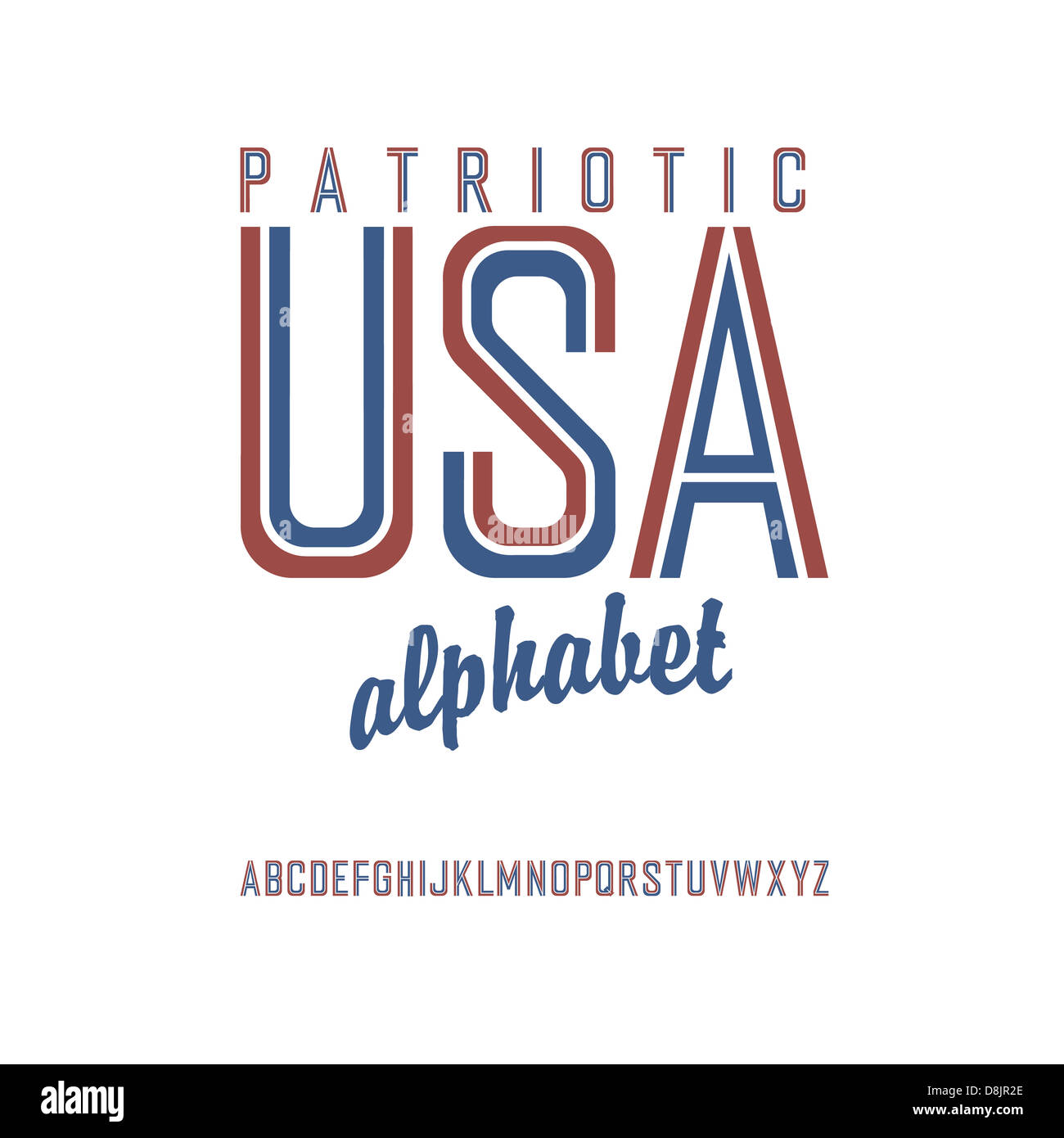 American flag themed alphabet. Stock Photo