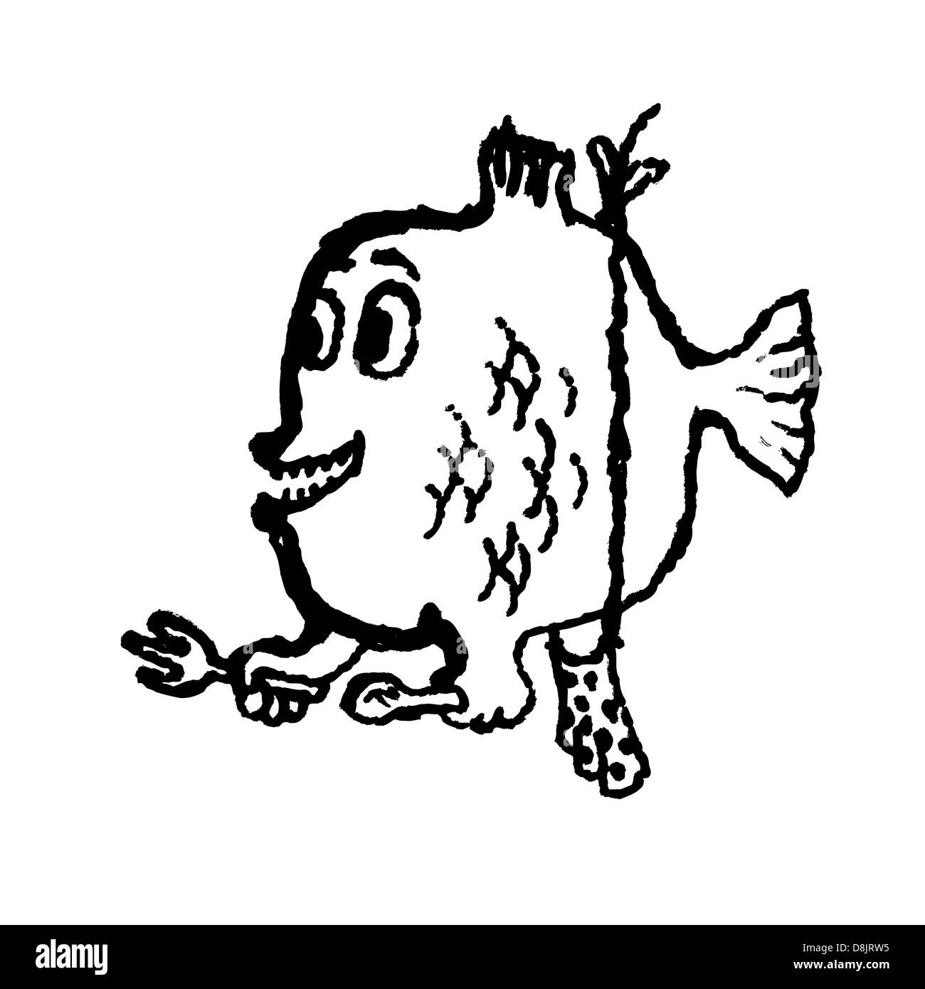 Piranha. Doodle illustration. Stock Photo