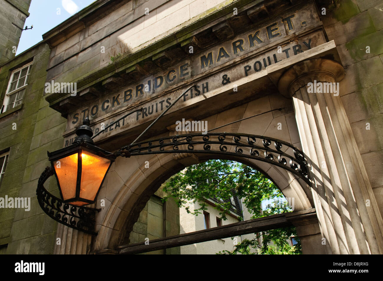The Entrance to Stockbridge Market, Edinburgh, Scotland, UK Stock Photo