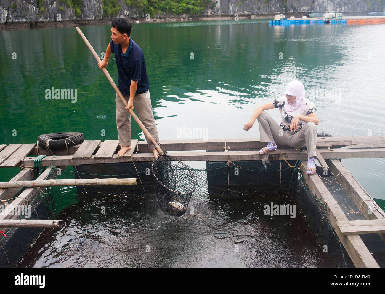 Halong Bay, Vietnam - Floating village Stock Photo - Alamy