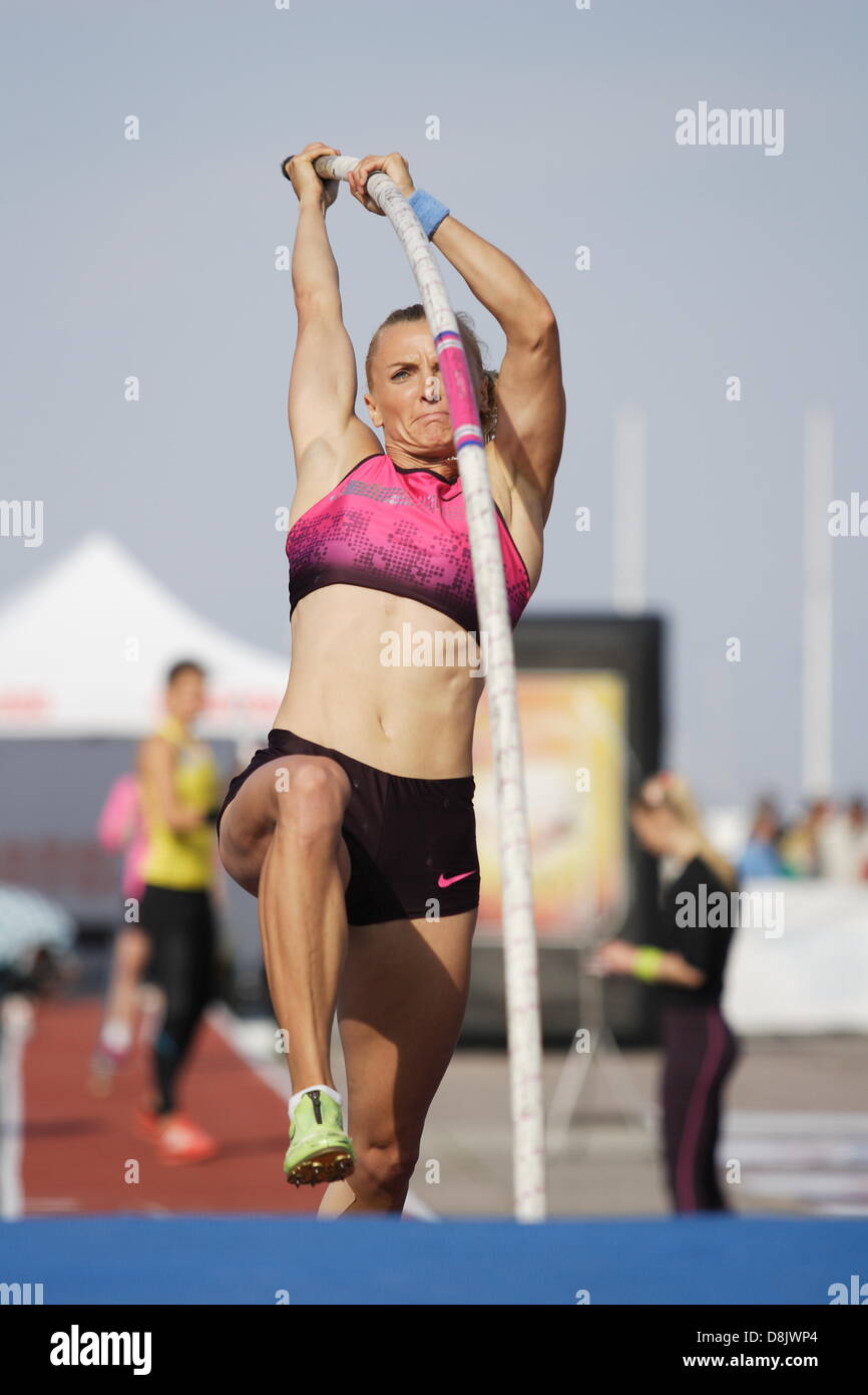 Sopot, Poland 30th, May 2013 The ”Pole Vault on Pier” in Sopot competition near the Sopot's Pier. Anna Rogowska  takes part in the woman competition Credit:  Michal Fludra/Alamy Live News Stock Photo