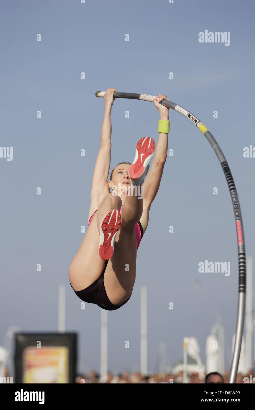 Sopot, Poland 30th, May 2013 The ”Pole Vault on Pier” in Sopot competition near the Sopot's Pier. Lisa Ryzih  takes part in the woman competition Credit:  Michal Fludra/Alamy Live News Stock Photo