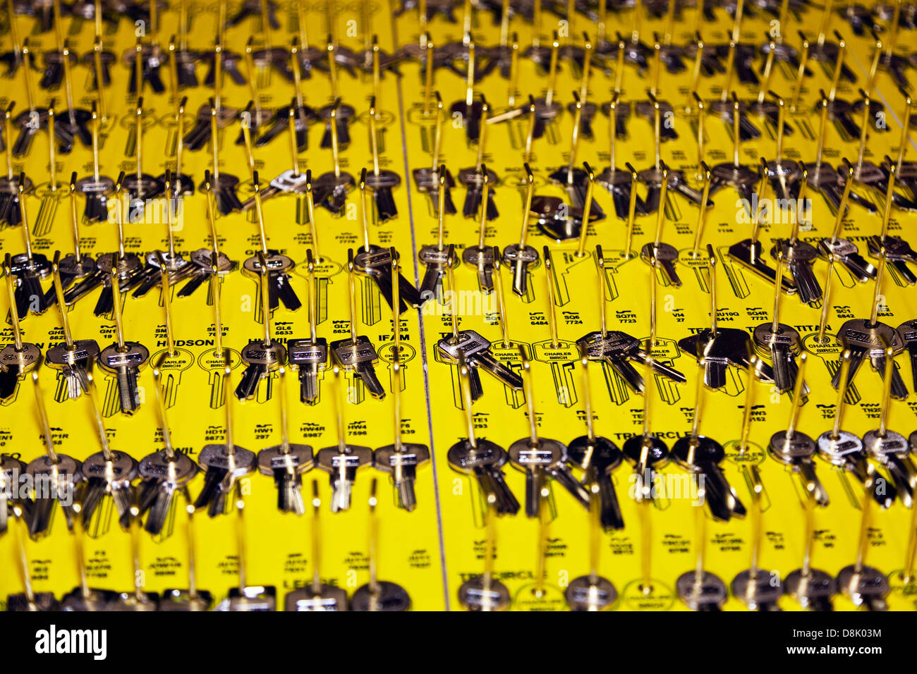 new key board with cylinder blanks keys on hook numbers Charles Birch