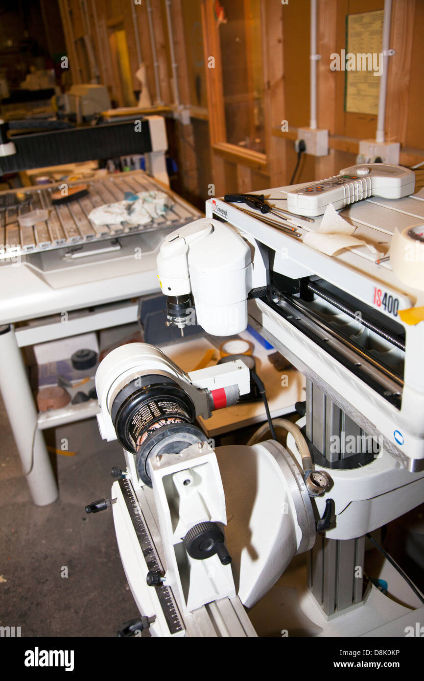 Close detail of circular engraving machine Gravograph IS400 engraving