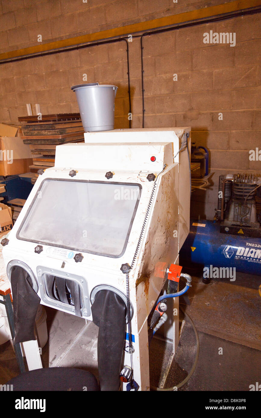 Leeds sand blasting machine for etching glass at charles hires stock