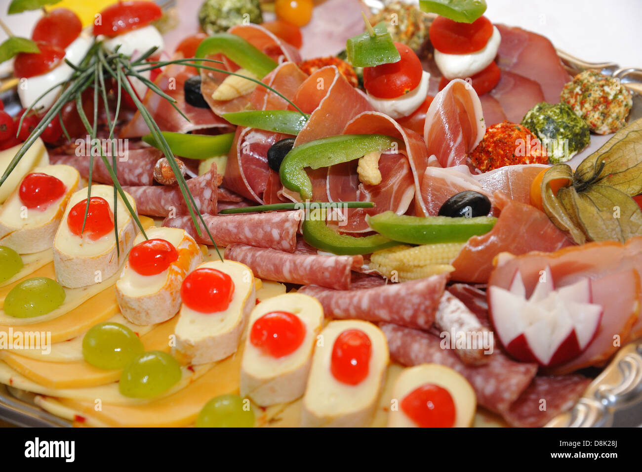 Cold plate with ham and chees Stock Photo