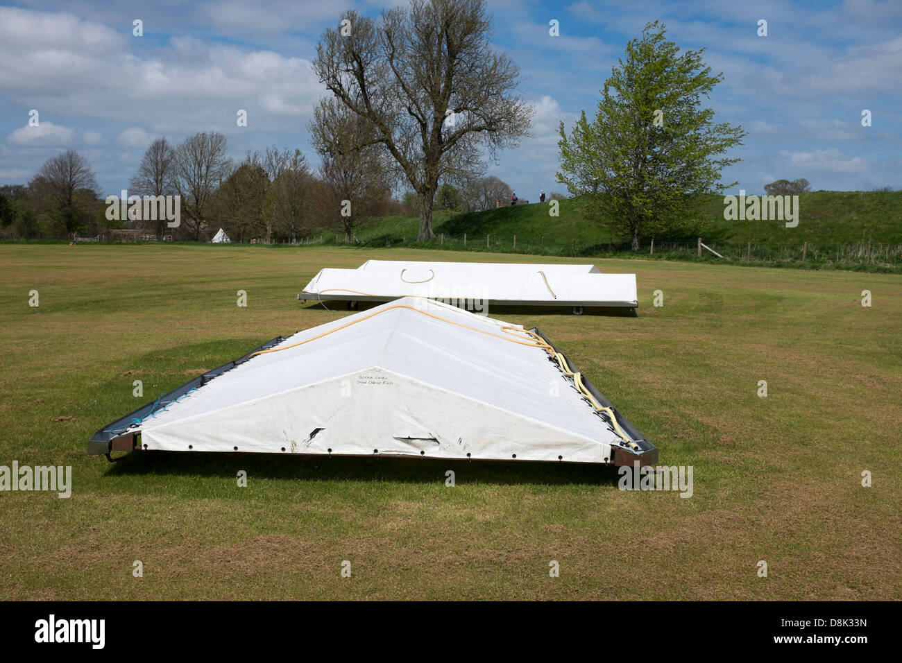 Cricket Pitch Covers Stock Photo