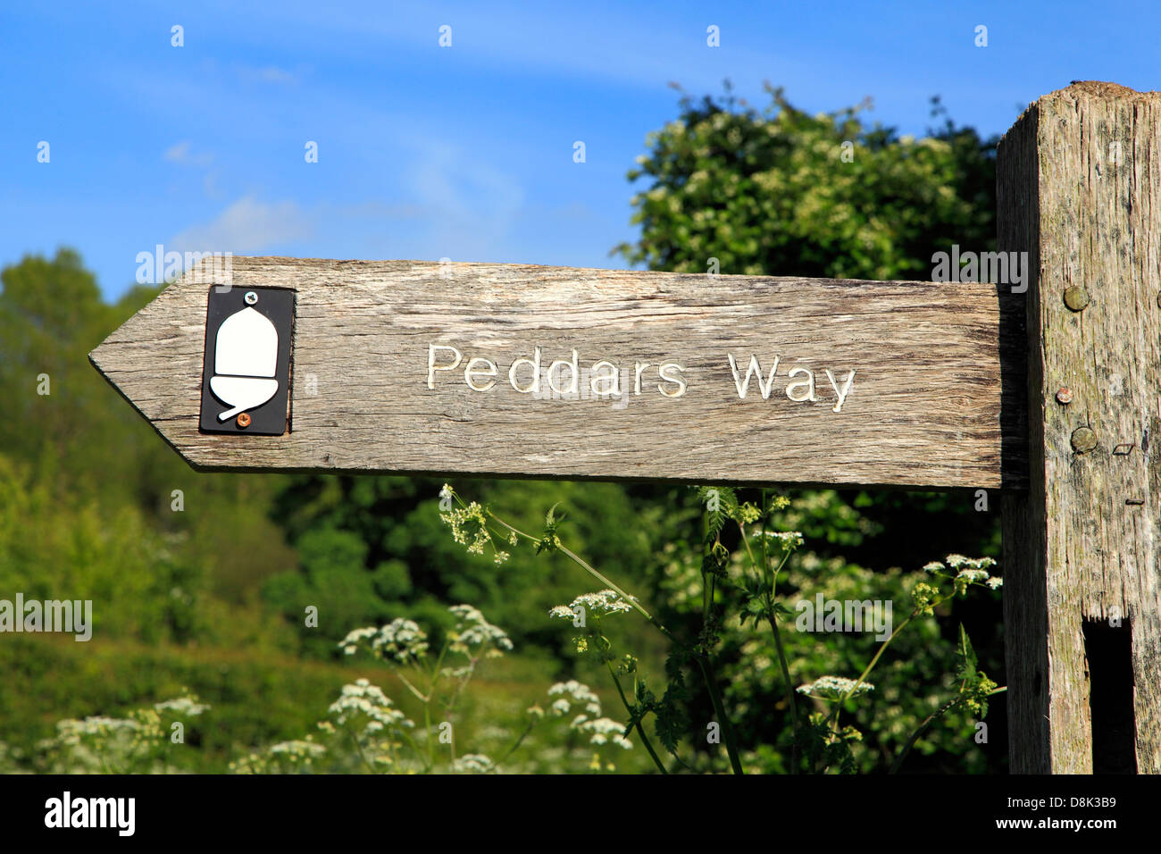 Peddars Way, fingerpost, Norfolk, signpost, sign, waymark, public footpath, England UK, signs Stock Photo