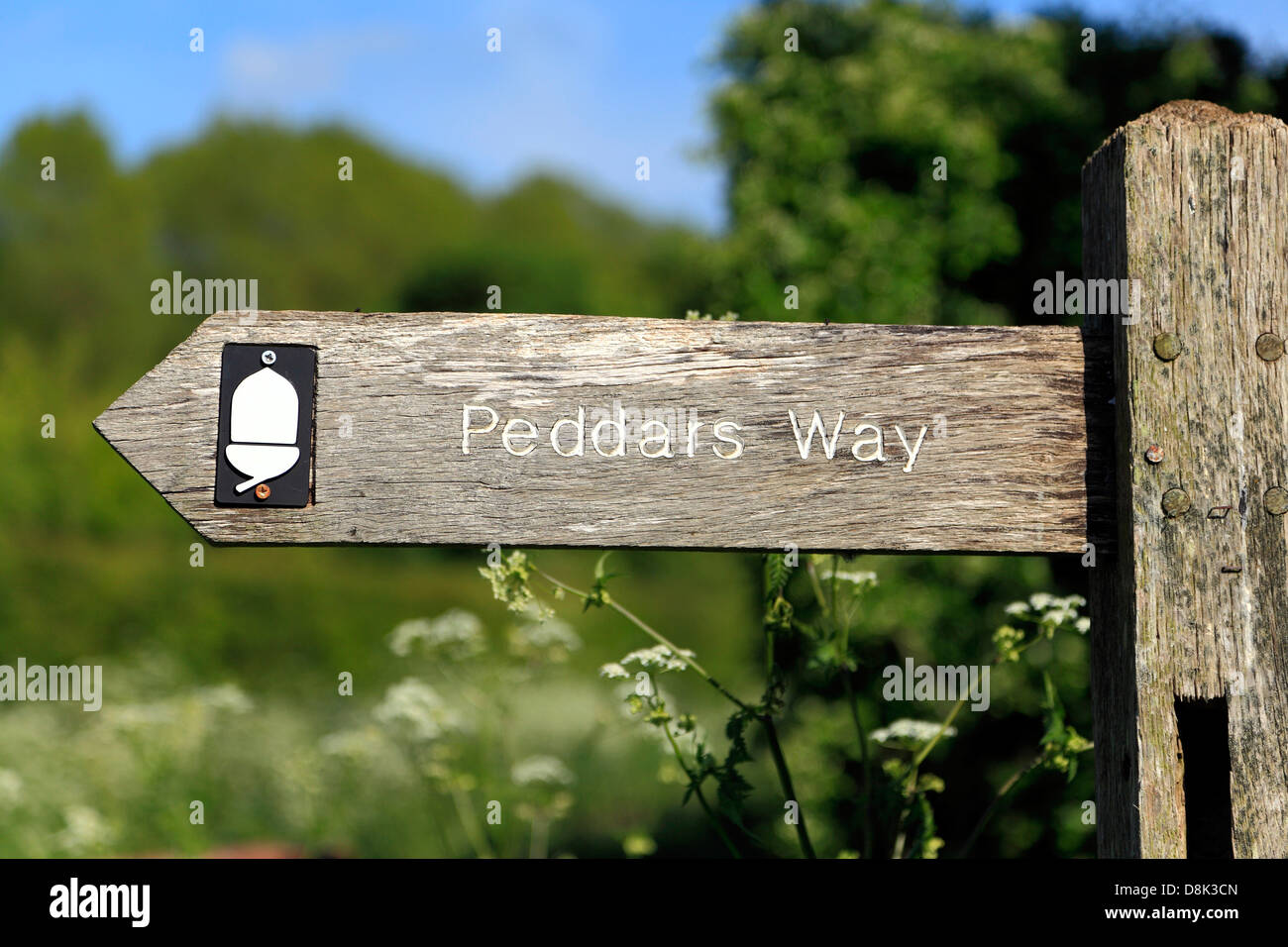 Peddars Way, fingerpost, Norfolk, signpost, sign, waymark, public footpath, England UK, signs Stock Photo