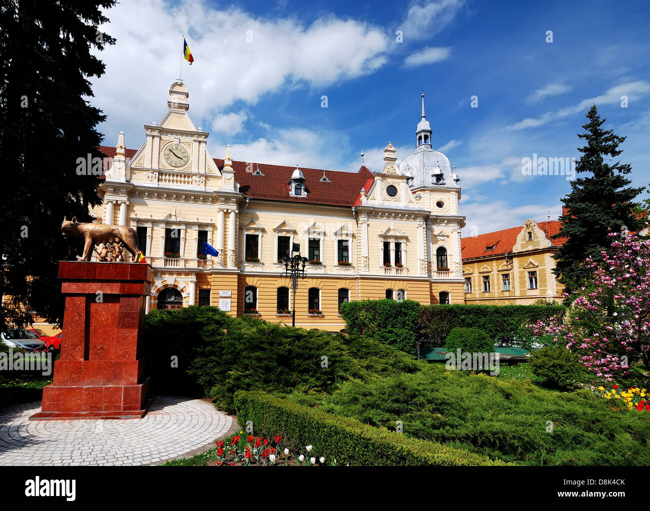 Brasov townhall in Romania, neobaroque architecture style Stock Photo