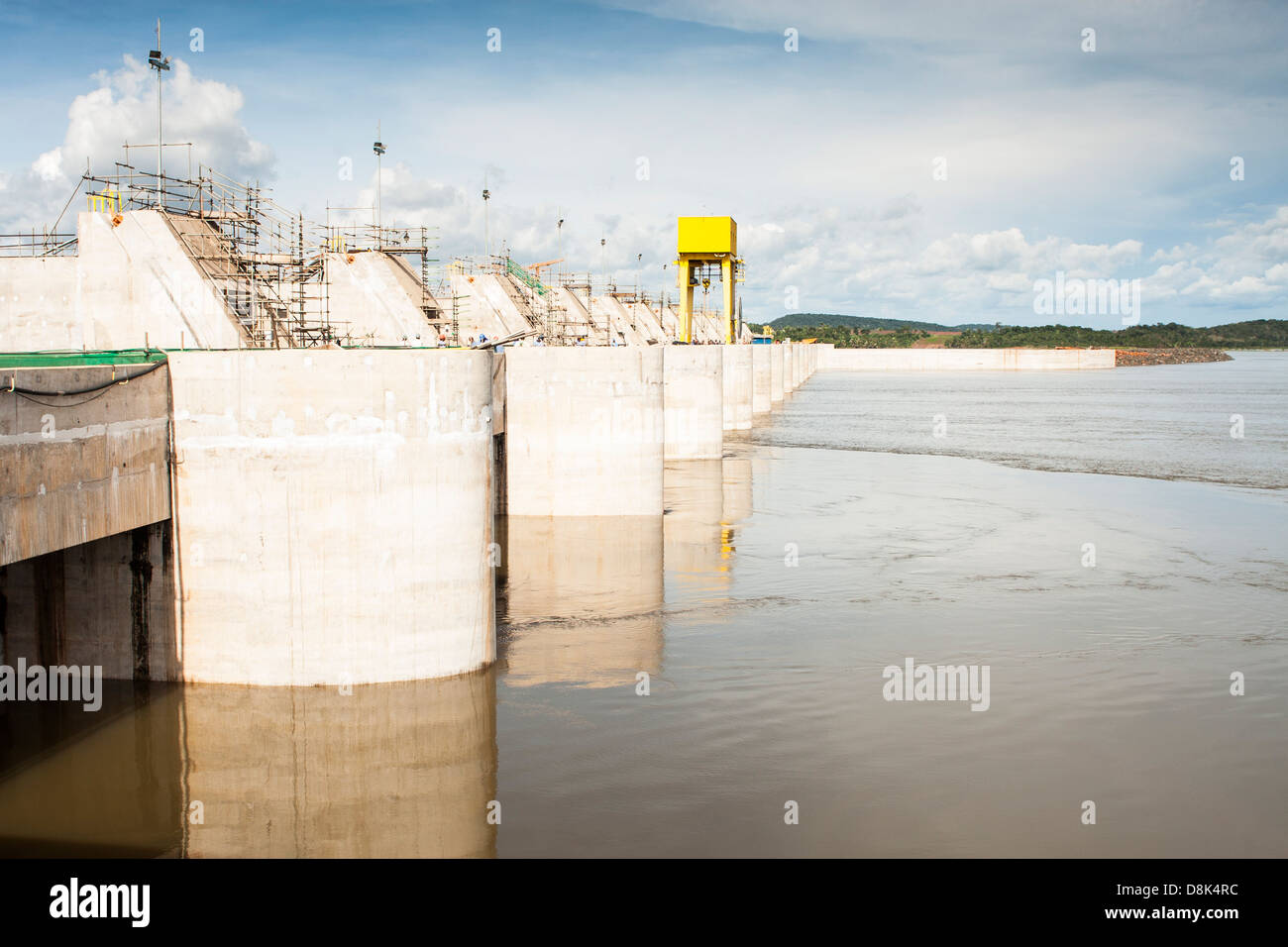 Estreito Hydroelectric Power Plant dam spanning Tocantins River, in northeastern Brazil. Stock Photo