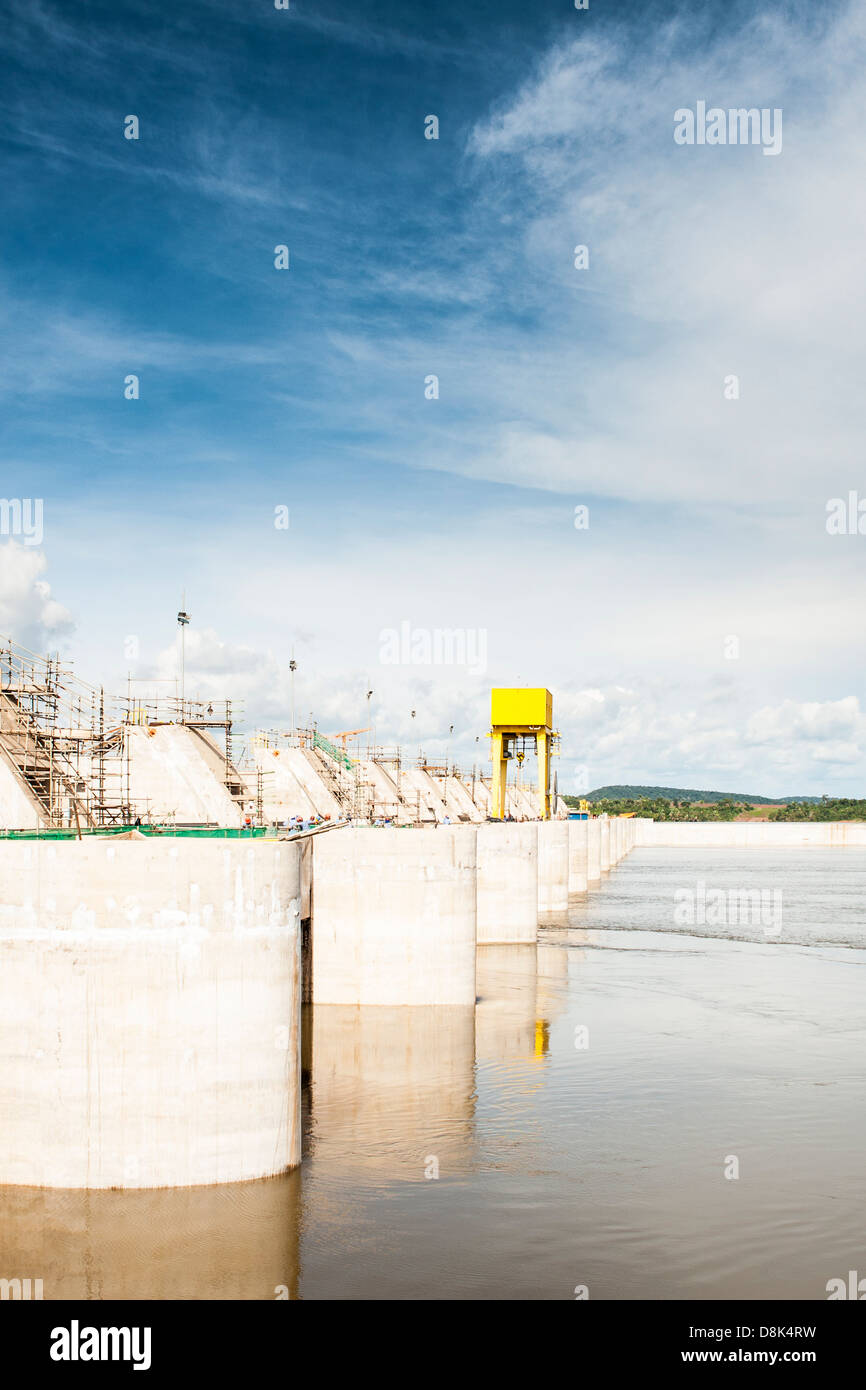 Estreito Hydroelectric Power Plant dam spanning Tocantins River, in northeastern Brazil. Stock Photo