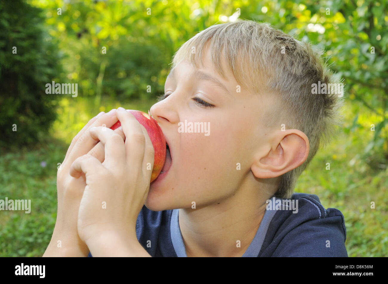 Boy with apple Stock Photo