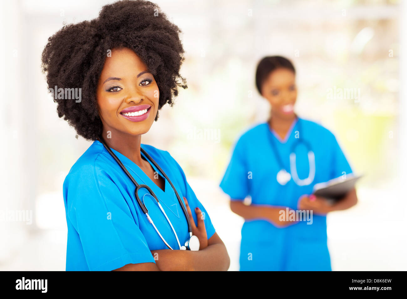 cute female african hospital worker portrait Stock Photo