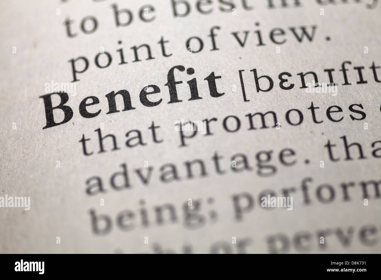 Dictionary definition of the word Benefit Stock Photo Alamy