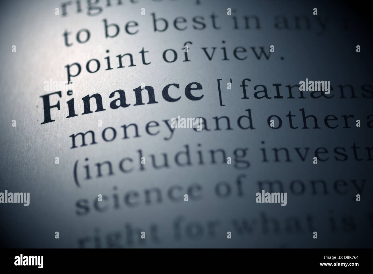 Dictionary definition of the word Finance Stock Photo Alamy