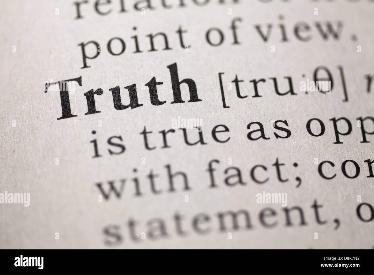 Dictionary definition of the word Truth. Stock Photo