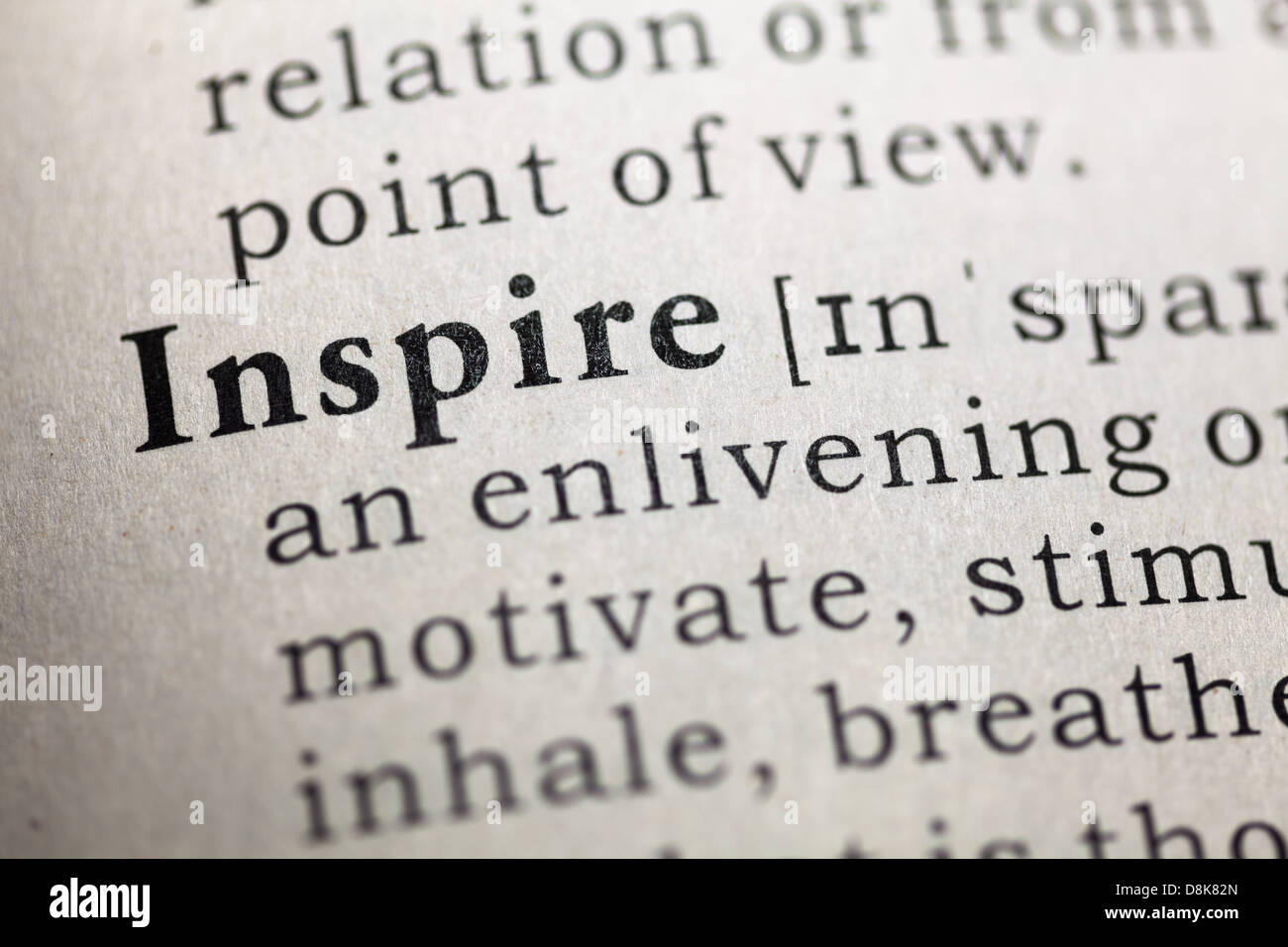 Dictionary definition of the word Inspire. Stock Photo