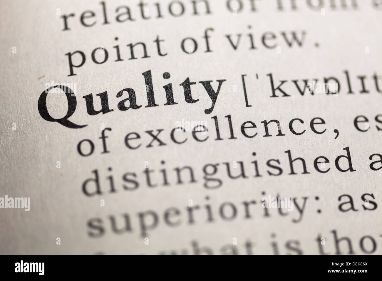 Dictionary definition of the word Quality Stock Photo 56971906 Alamy