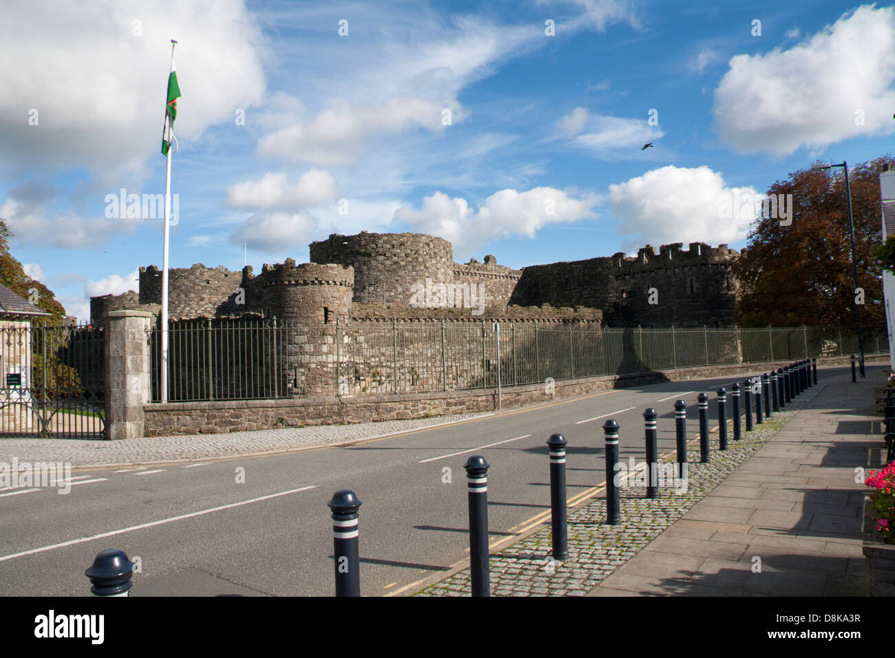 Beaumaris Castle from Castle Street, Beaumaris, Anglesey Stock Photo
