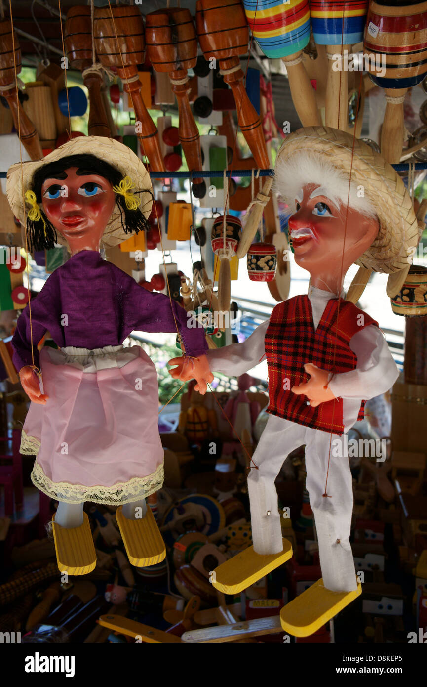 Mexican wooden puppets for sale in Merida, Yucatan, Mexico Stock Photo