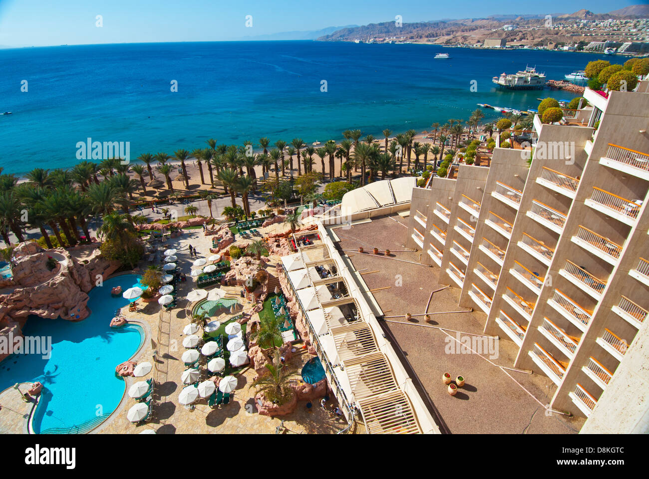 View from room at the Dan Eilat Hotel, Eilat, Israel Stock Photo