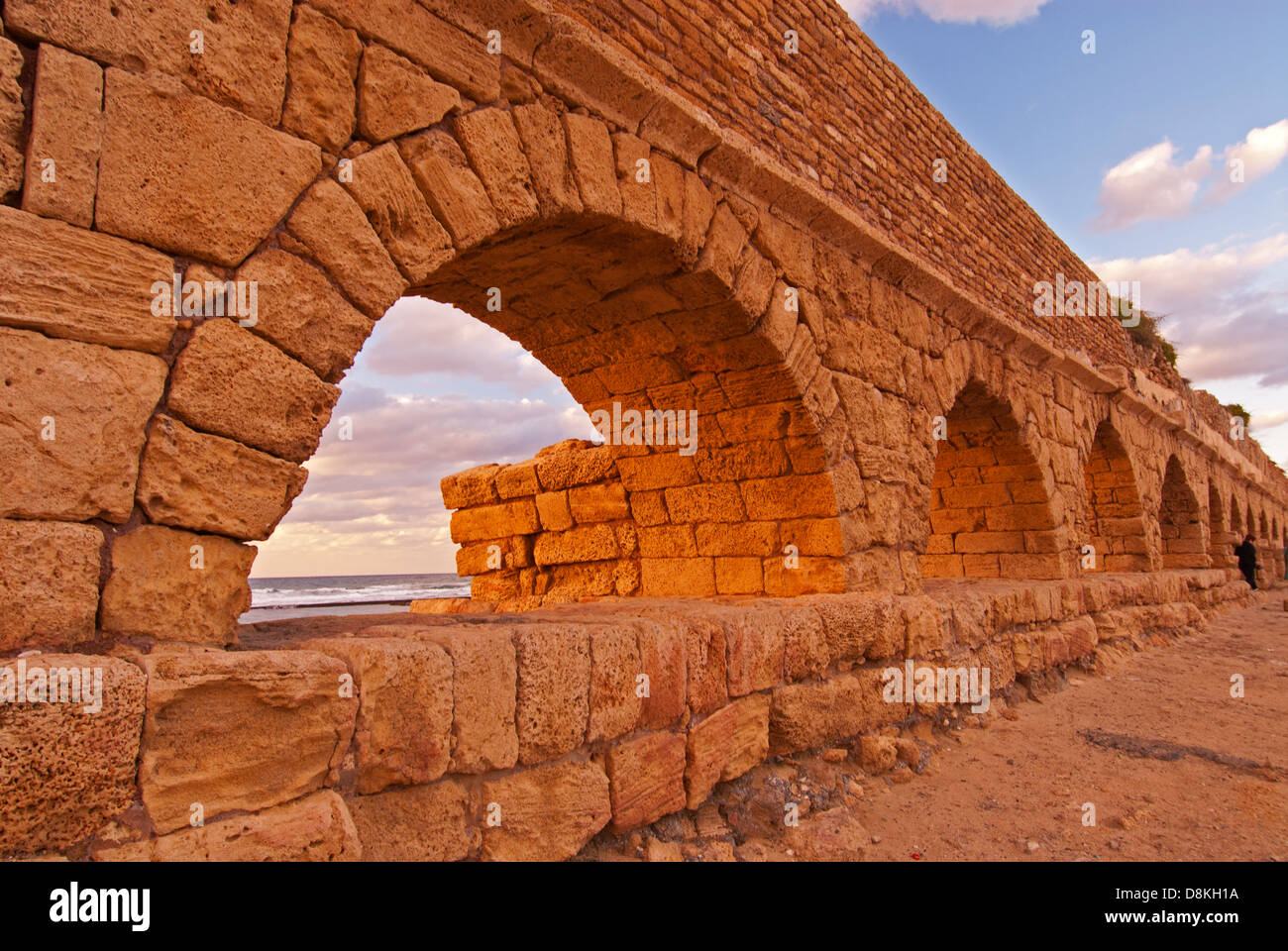 Remains of ancient Roman aqueduct, Caesarean, Judea, Israel Stock Photo