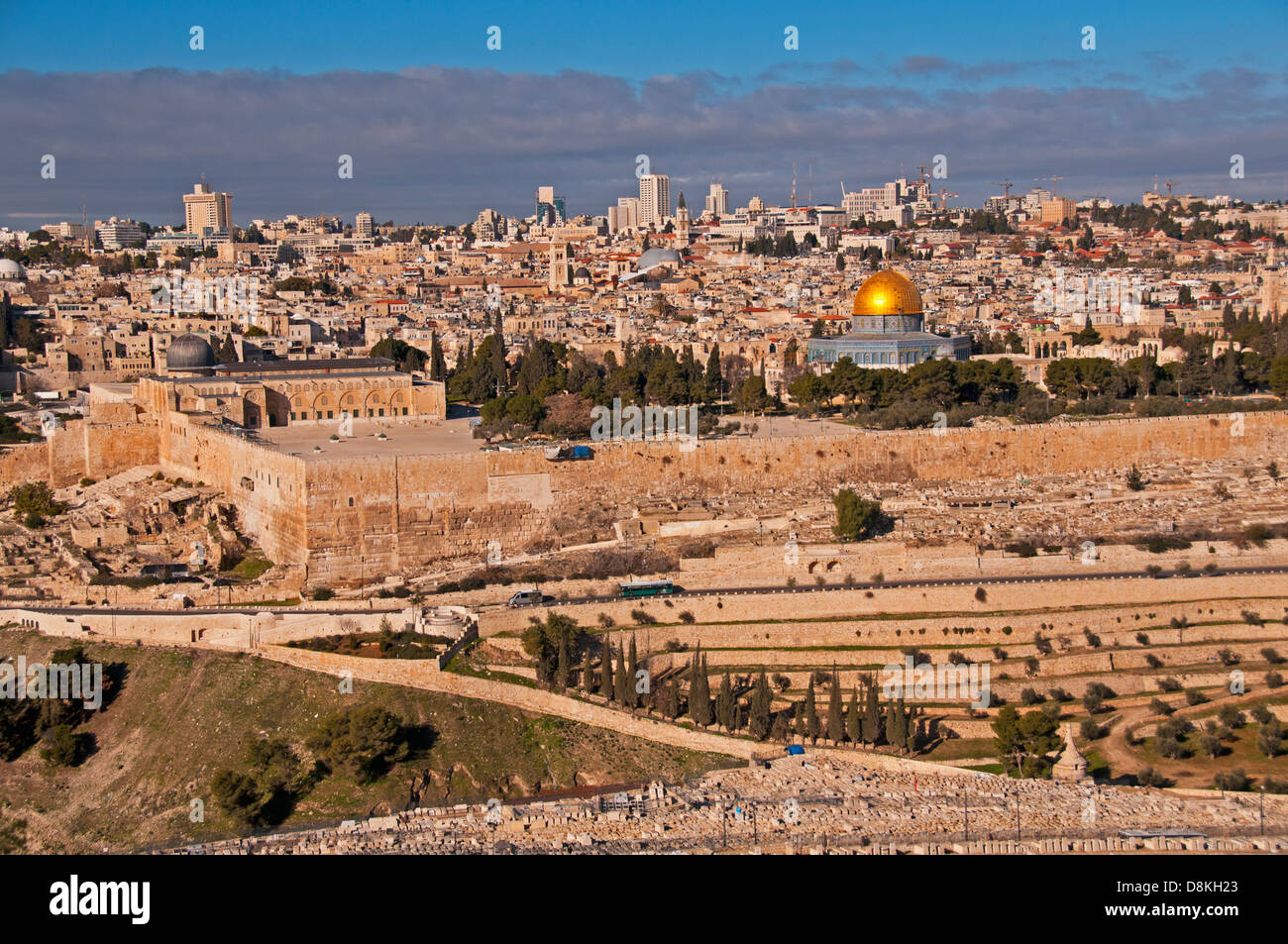 Overview of Jerusalem from Mount of Olives -- gold dome is Dome of the Rock Stock Photo