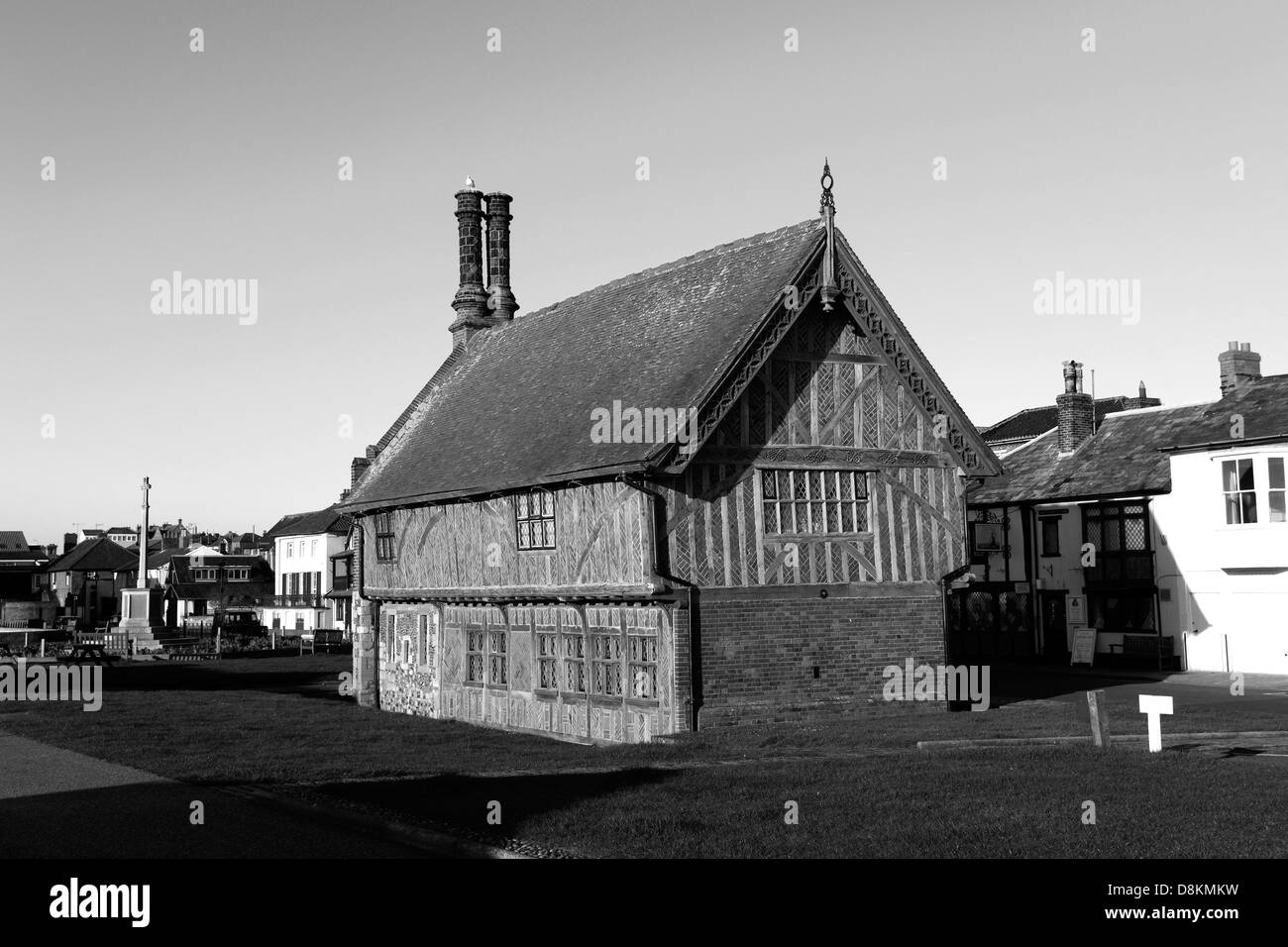 The Moot Hall, half timbered 16th century building museum, Aldeburgh town, Suffolk County, East Anglia, England. Stock Photo