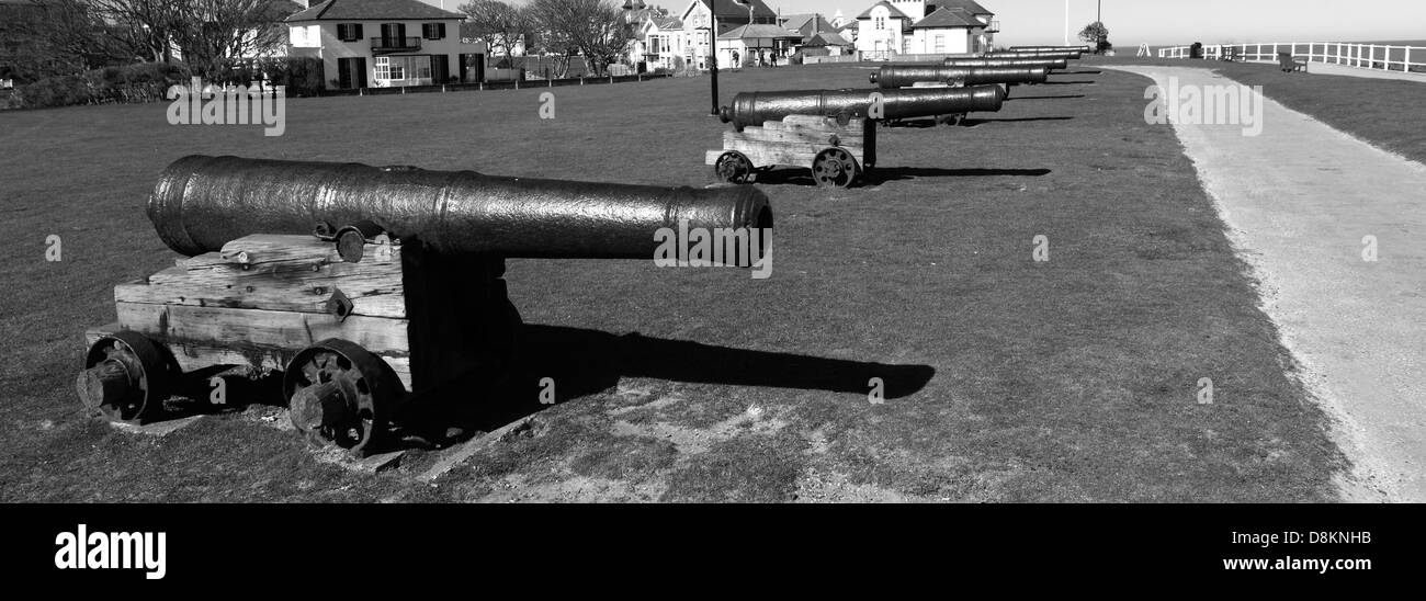 Canons at Gun Hill, promenade, Southwold town, Suffolk County, England, United Kingdom Stock Photo