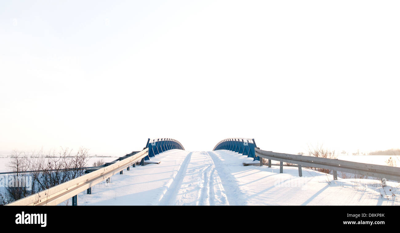 Snow covered bridge Stock Photo