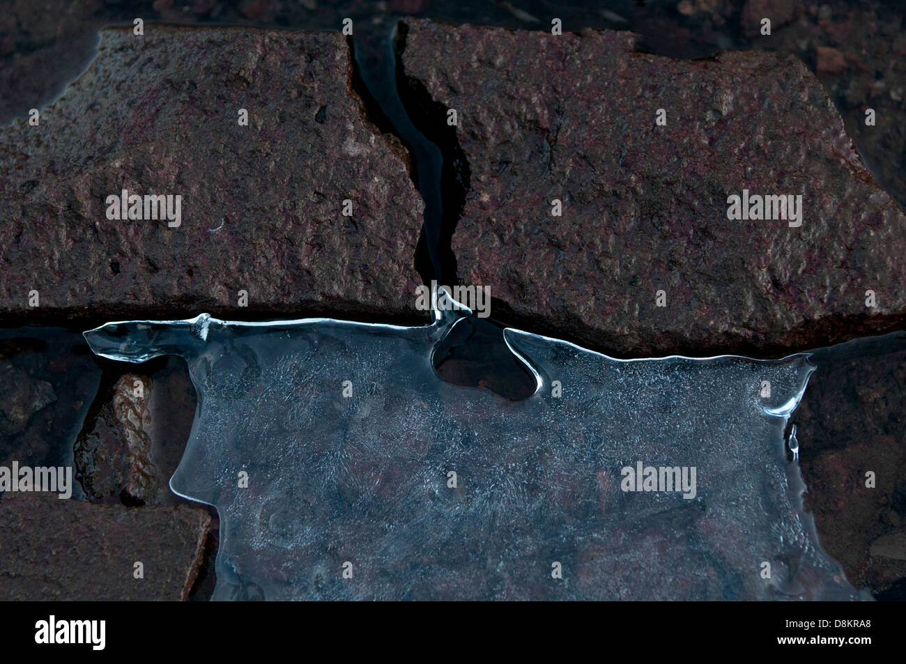 Ice formed around a stone Stock Photo Alamy