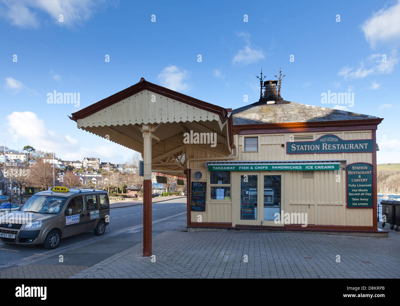 Old railway station in Dartmouth, now a restaurant. Stock Photo