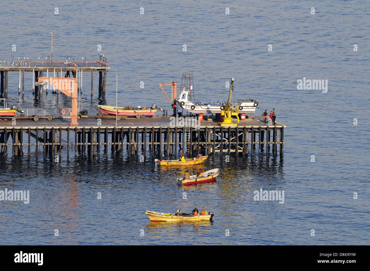 small fishing boats are loaded Stock Photo