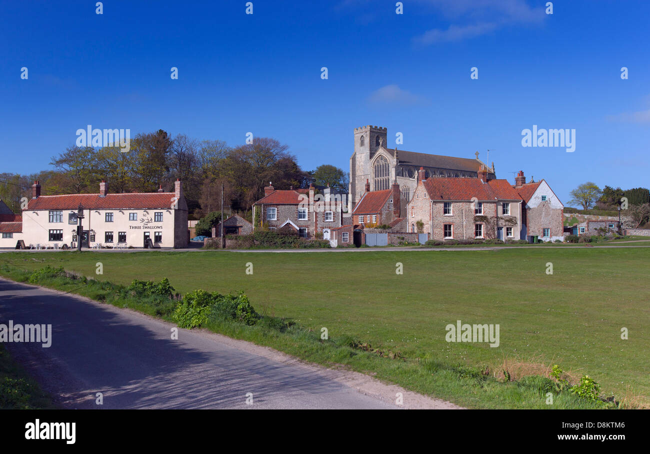 Cley Village Green and Church North Norfolk Stock Photo