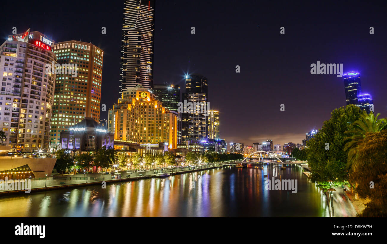 Southbank, Night, View of Melbourne, Australia Stock Photo