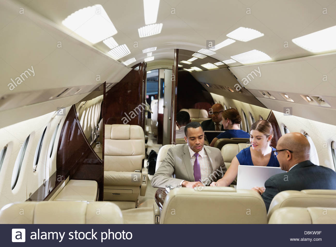 Business people working in private jet Stock Photo 56985307 Alamy