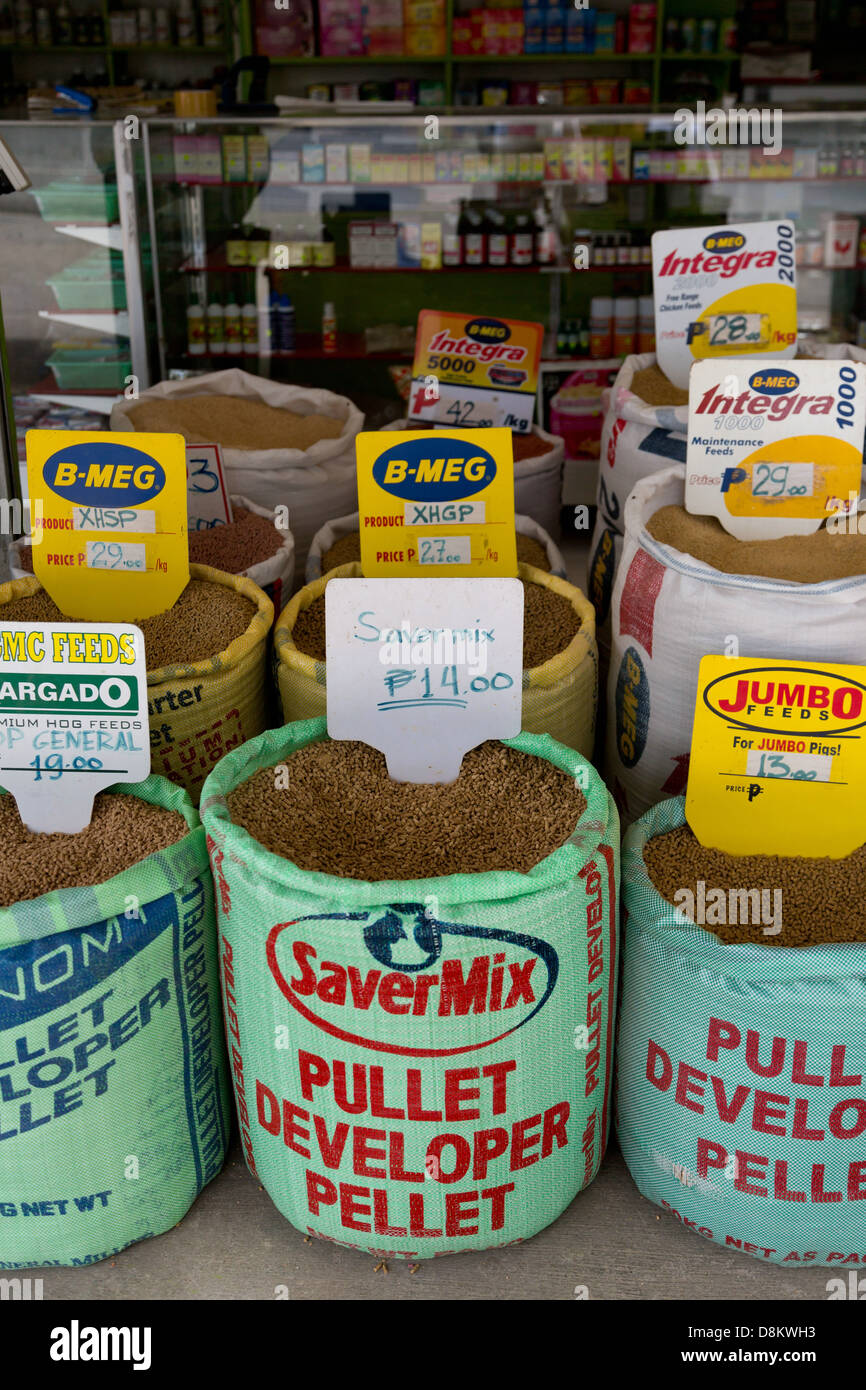 Sale of various Feeds in Moalboal on Cebu Island, Philippines Stock