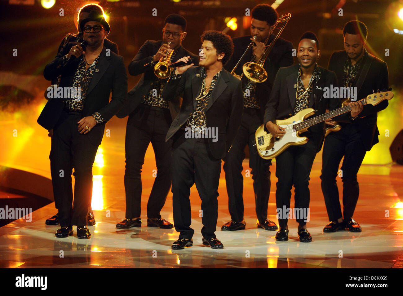 Singer Bruno Mars performs on the stage during the show 