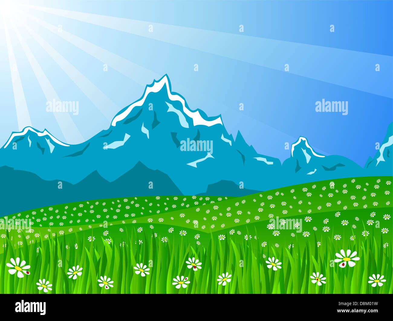 Beautiful rural landscape view. Vector illustration Stock Photo - Alamy