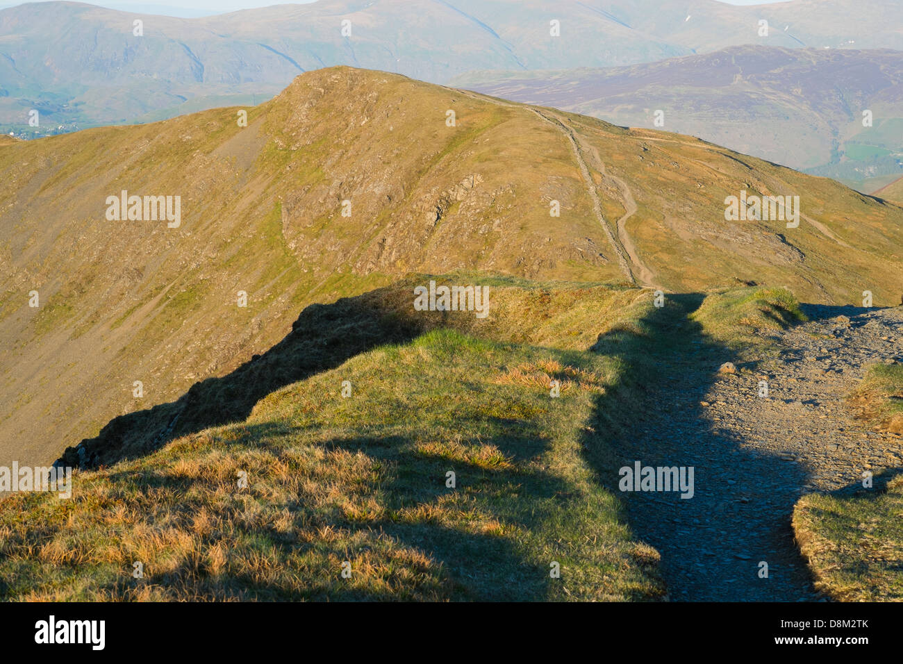 Looking towards Hobcarton from the summit of Hopegill Head at sunset in the Lake District Stock Photo