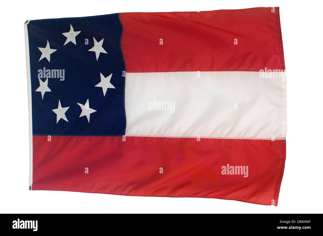First Stars and Bars, Confederate flag with 7 stars, Fort Pillow State Park, Tennessee. Digital photograph Stock Photo