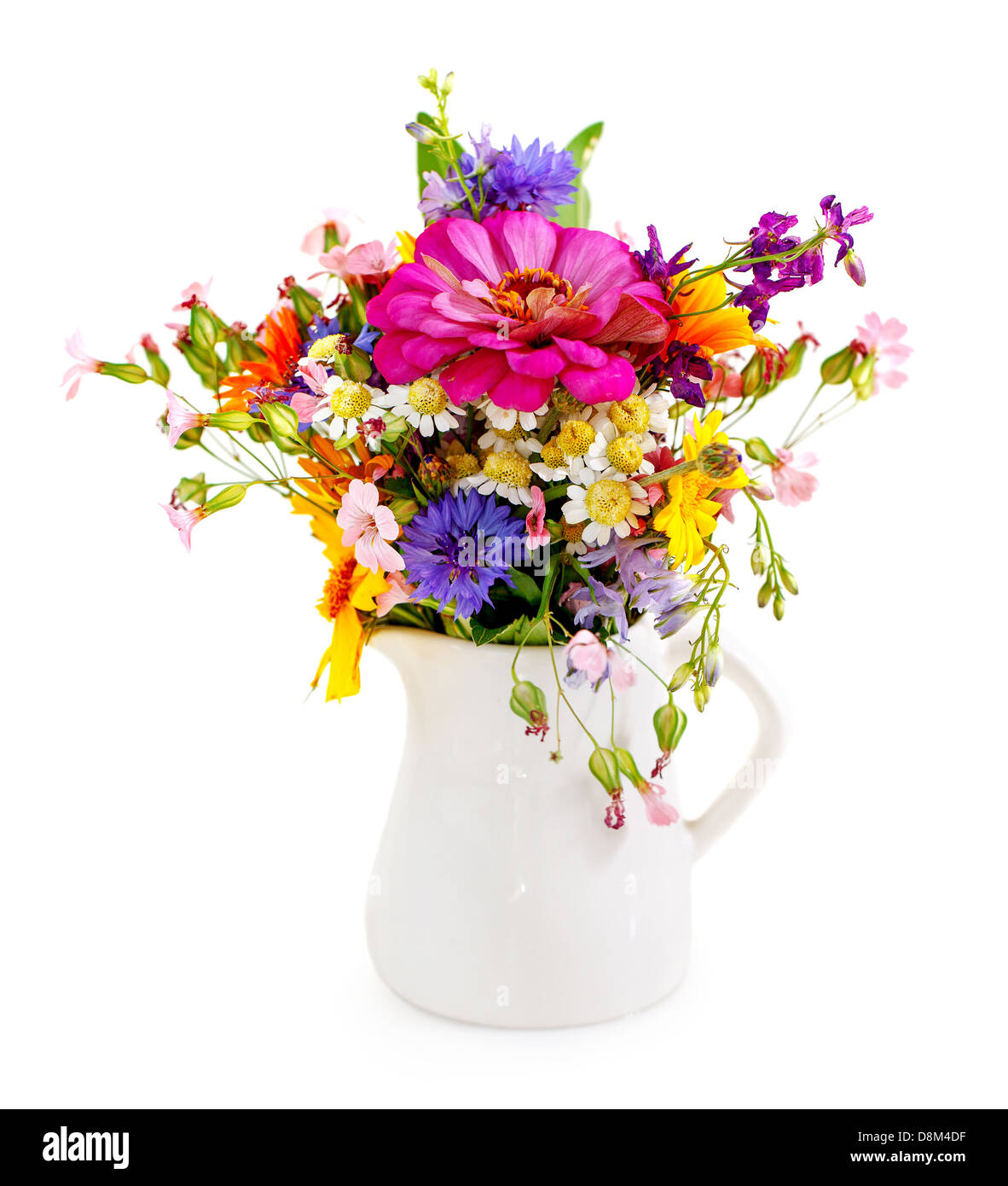 Bouquet of flowers in the white vase Stock Photo
